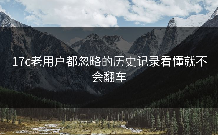 17c老用户都忽略的历史记录看懂就不会翻车